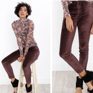 Cyndi brown stretch velvet pants